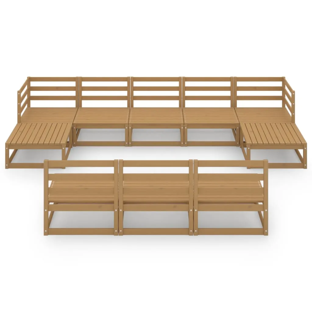 10 Piece Garden Lounge Set Solid Pinewood