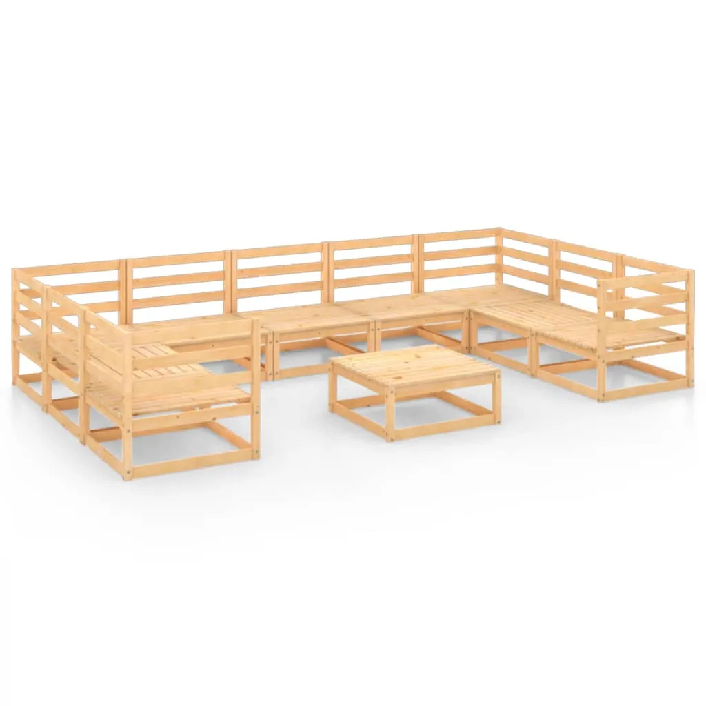 10 Piece Garden Lounge Set Solid Pinewood