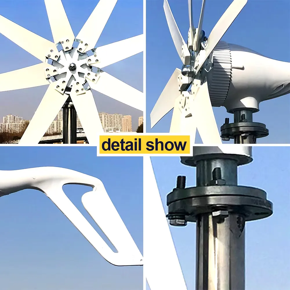 1000W Wind Power Turbines Generator 12V 24V Windmill Generator for Boat with MPPT Controller Low Noise Low Wind Speed Start
