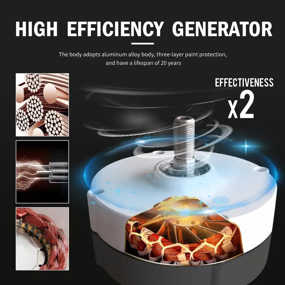 1000W Wind Power Turbines Generator 12V 24V Windmill Generator for Boat with MPPT Controller Low Noise Low Wind Speed Start