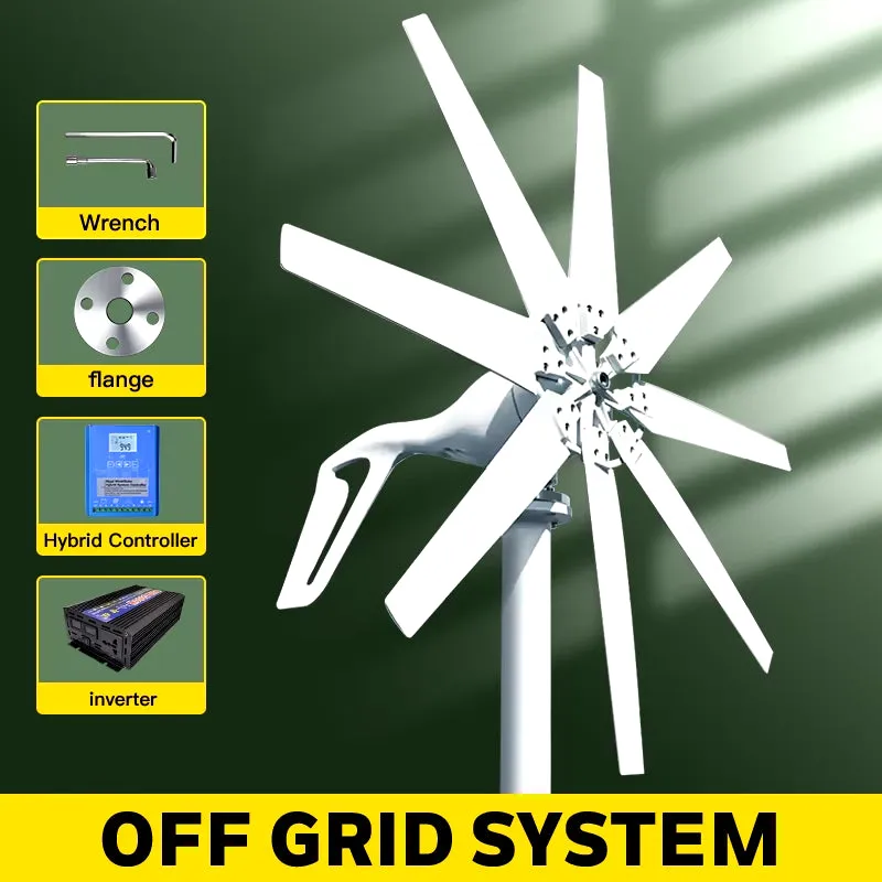 1000W Wind Power Turbines Generator 12V 24V Windmill Generator for Boat with MPPT Controller Low Noise Low Wind Speed Start