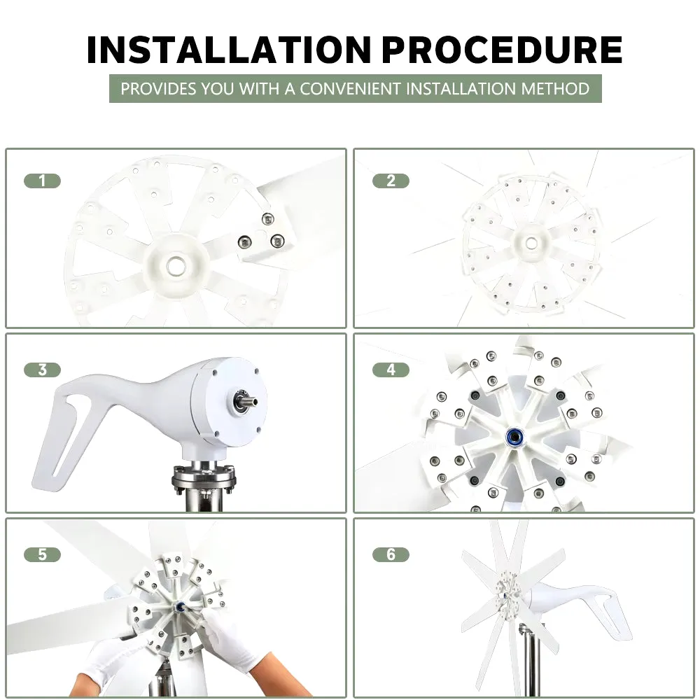 1000W Wind Power Turbines Generator 12V 24V Windmill Generator for Boat with MPPT Controller Low Noise Low Wind Speed Start