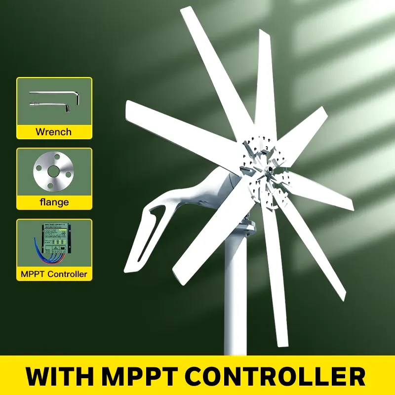 1000W Wind Power Turbines Generator 12V 24V Windmill Generator for Boat with MPPT Controller Low Noise Low Wind Speed Start