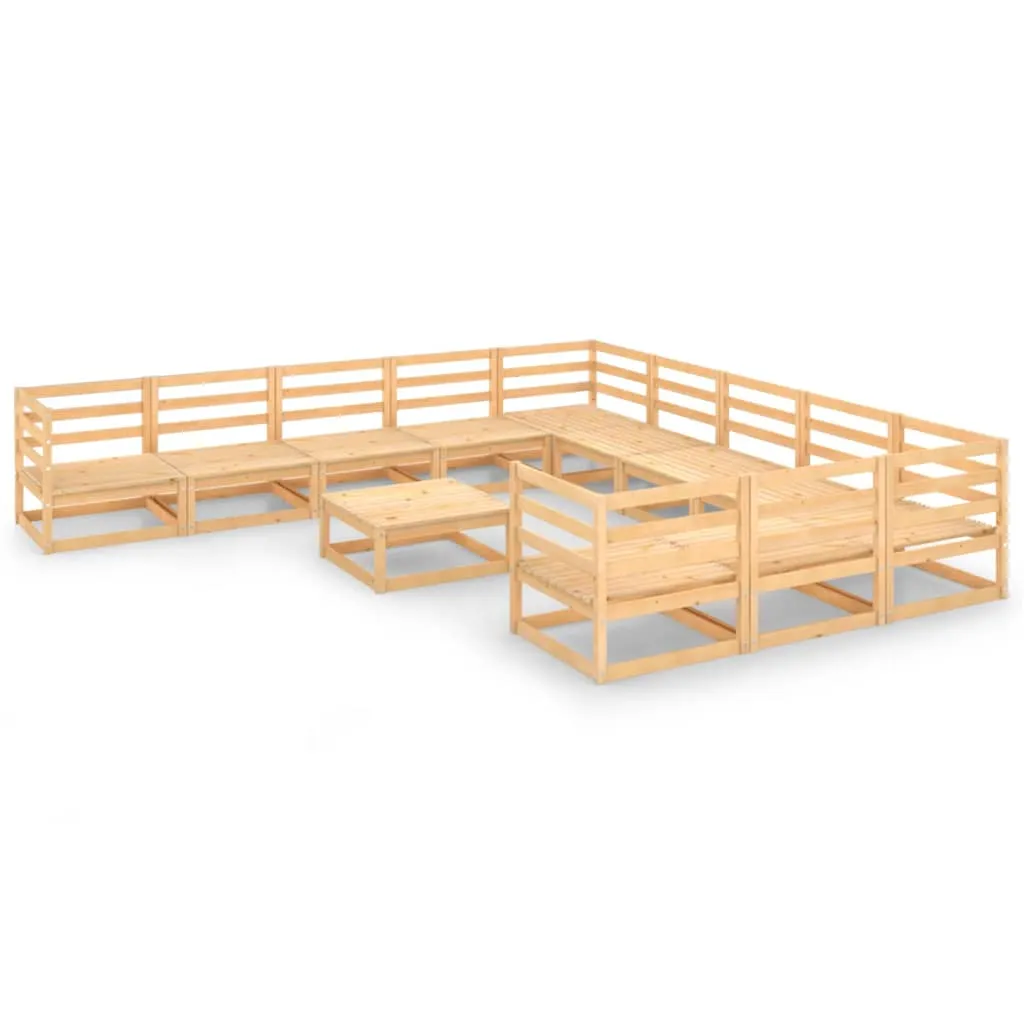 12 Piece Garden Lounge Set Solid Pinewood