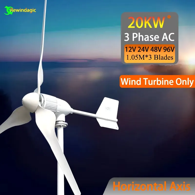 20000W Windmill Turbine 12V 24V 48V Generators Low Start Speed Free Alternative Energy 3Blades with Wind MPPT Hybrid Controller