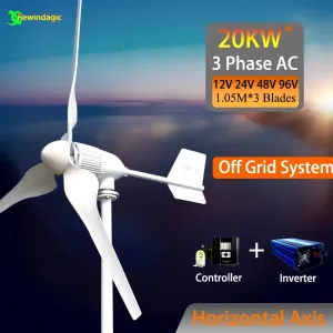 20000W Windmill Turbine 12V 24V 48V Generators Low Start Speed Free Alternative Energy 3Blades with Wind MPPT Hybrid Controller