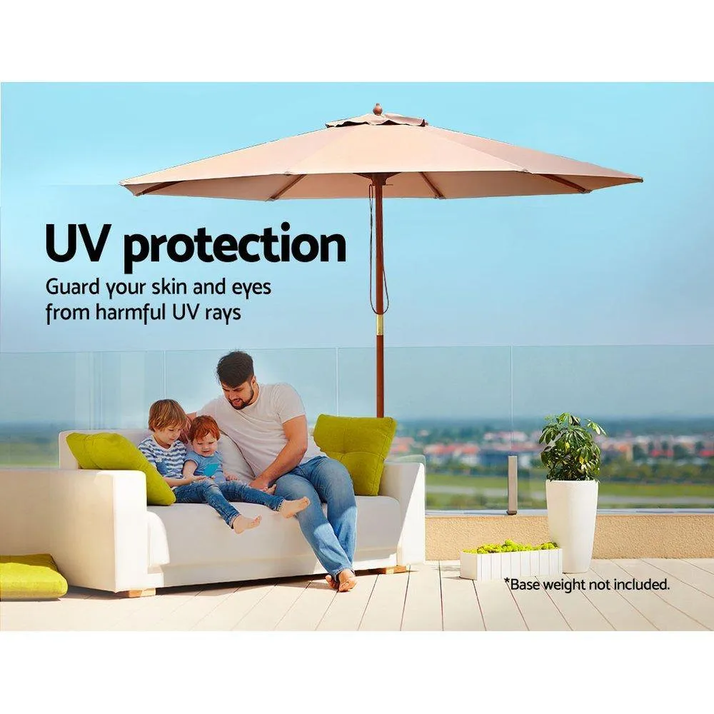 2.7M Outdoor Pole Umbrella Cantilever Stand Garden Umbrellas Patio Beige