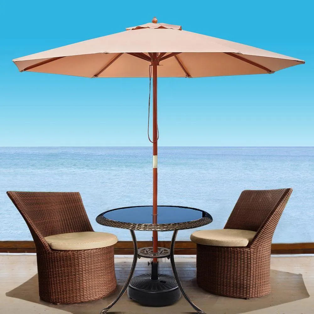 2.7M Outdoor Pole Umbrella Cantilever Stand Garden Umbrellas Patio Beige