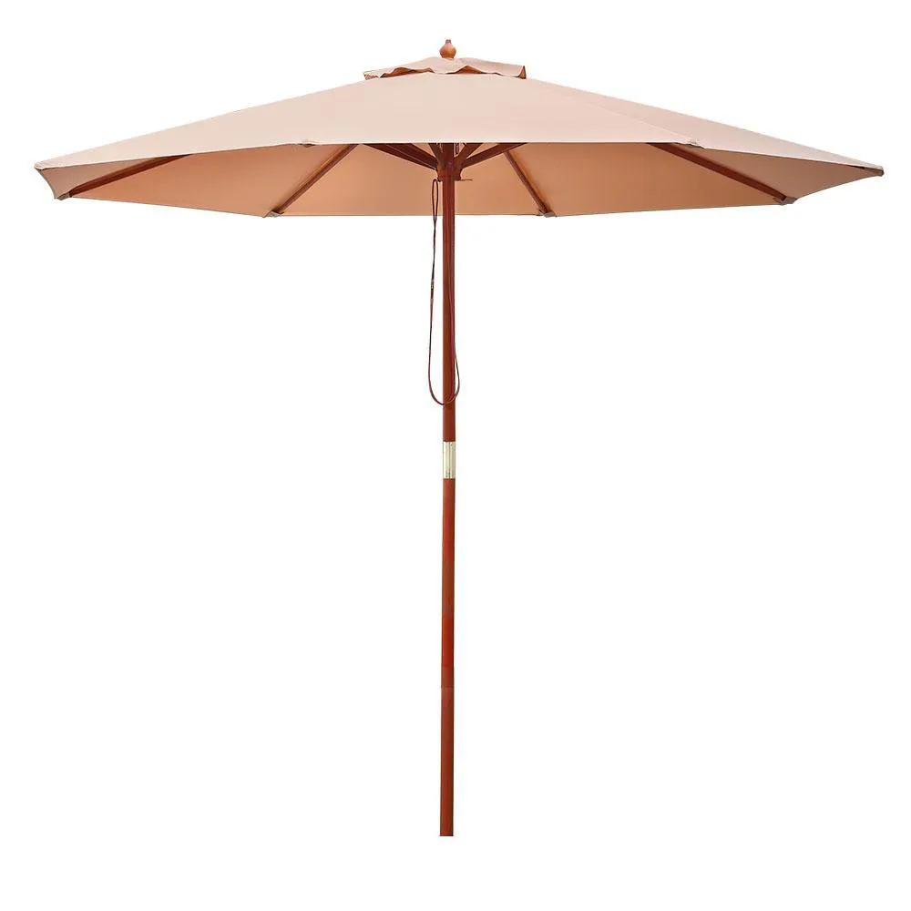 2.7M Outdoor Pole Umbrella Cantilever Stand Garden Umbrellas Patio Beige