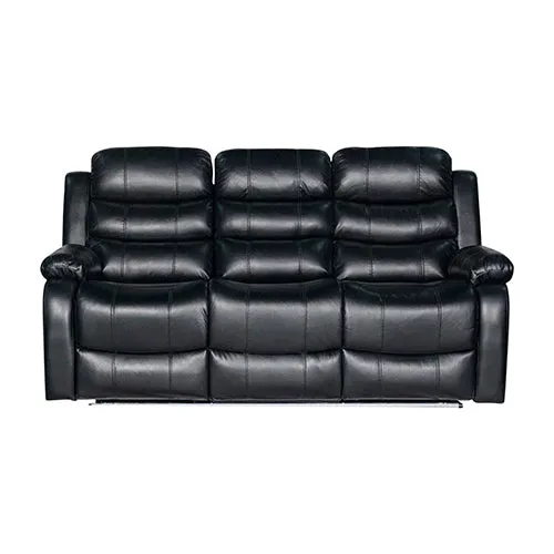 3-2-1 Seater Recliner Sofa | Finest Black Leatherette | Feature Console | LED Light | Ultra Cushioned
