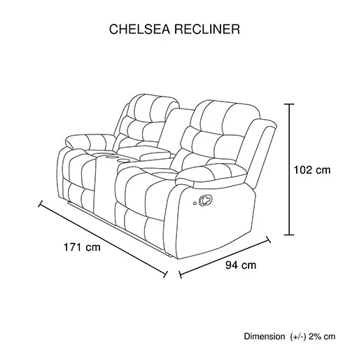 3-2-1 Seater Recliner Sofa | Finest Black Leatherette | Feature Console | LED Light | Ultra Cushioned
