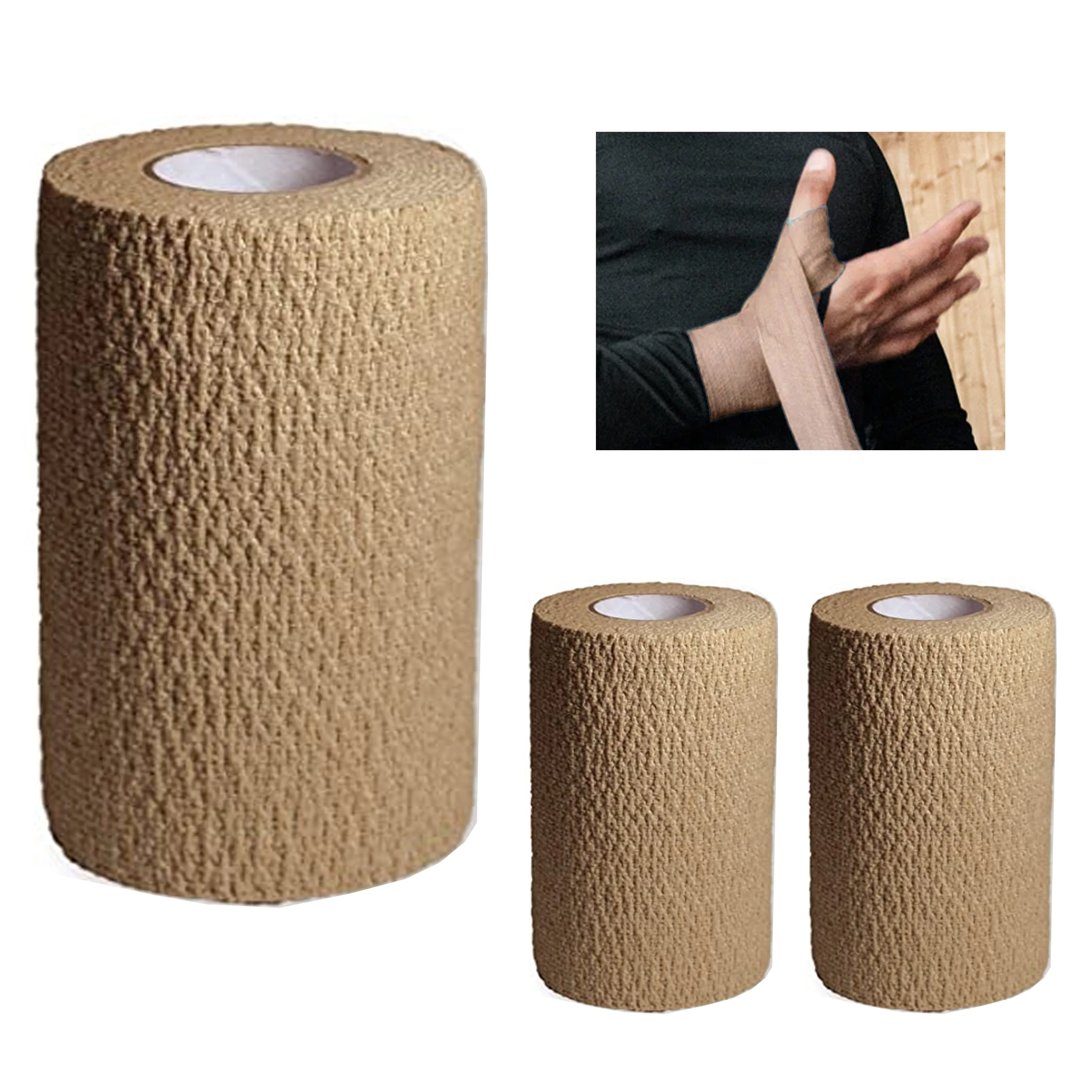 3 Pc Cohesive Bandage Self Adhesive Wrap Elastic First Aid Medical Support Tape