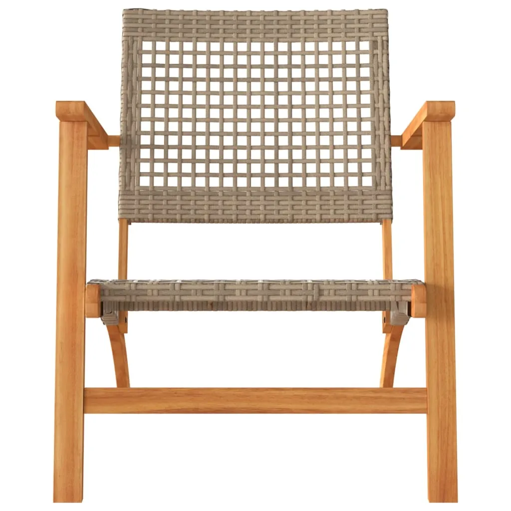 3 Piece Bistro Set Beige Poly Rattan and Solid Wood Acacia