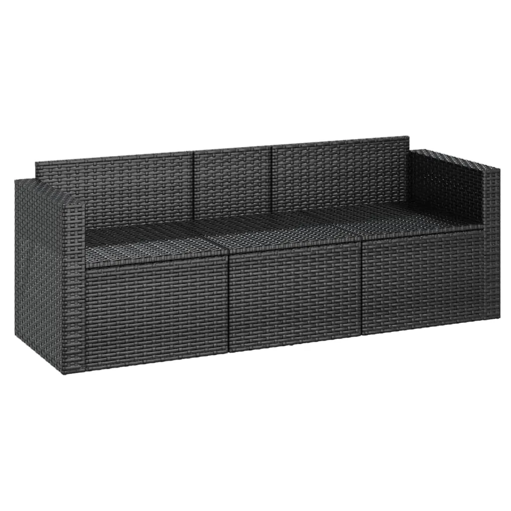 3 Seat Patio Sofa Outdoor Conversation Sofa with Cushions Poly Rattan