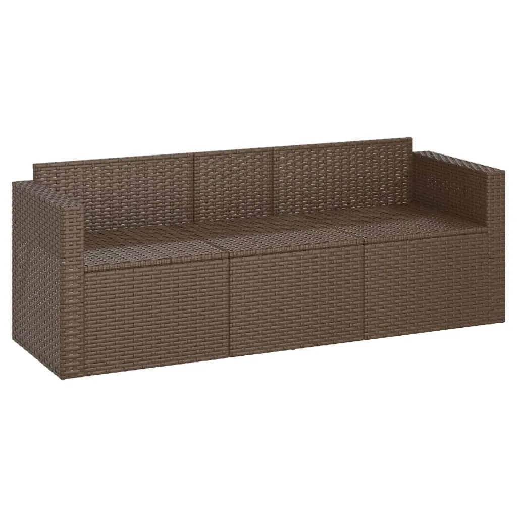 3 Seat Patio Sofa Outdoor Conversation Sofa with Cushions Poly Rattan