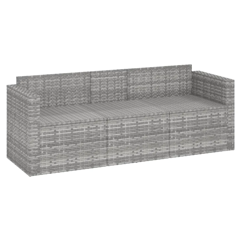 3 Seat Patio Sofa Outdoor Conversation Sofa with Cushions Poly Rattan