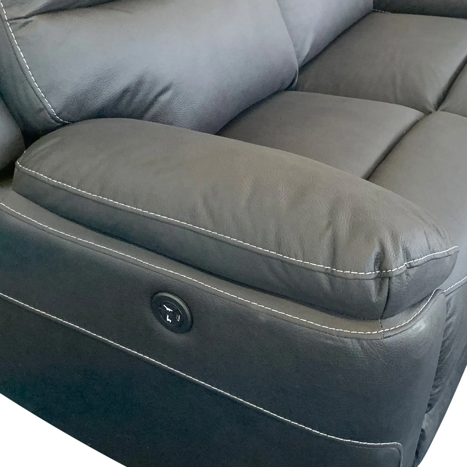 3R Finest Fabric Electric Recliner - Charcoal, Multi-Position, Ultra Cushioned, USB Outlets