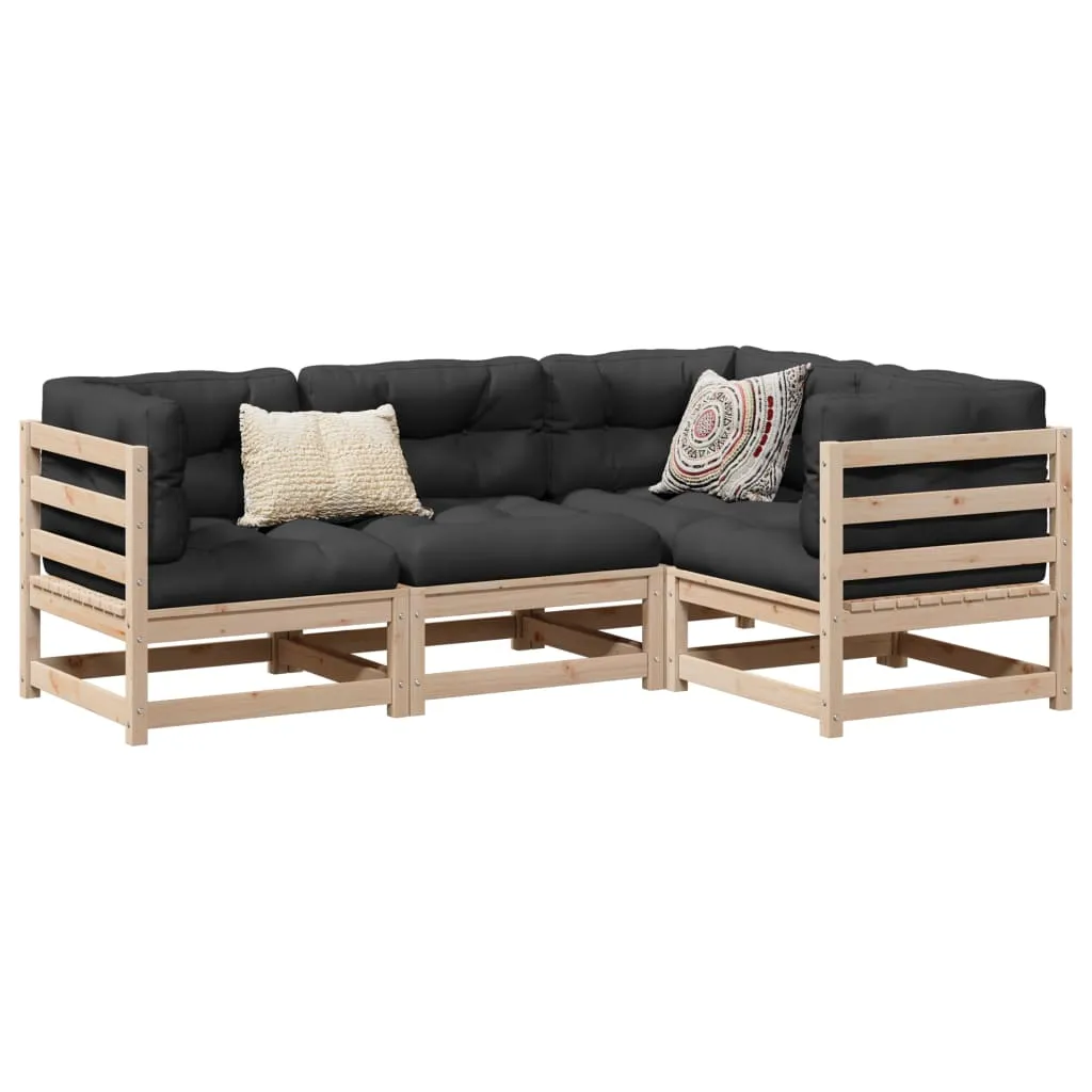 4 Piece Garden Sofa Set Solid Wood Pine