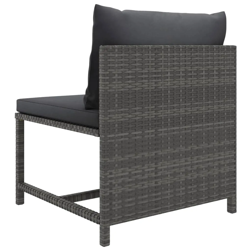 4 Piece Patio Lounge Set with Cushions Poly Rattan Gray