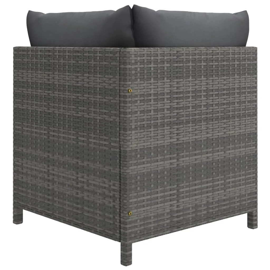 4 Piece Patio Lounge Set with Cushions Poly Rattan Gray