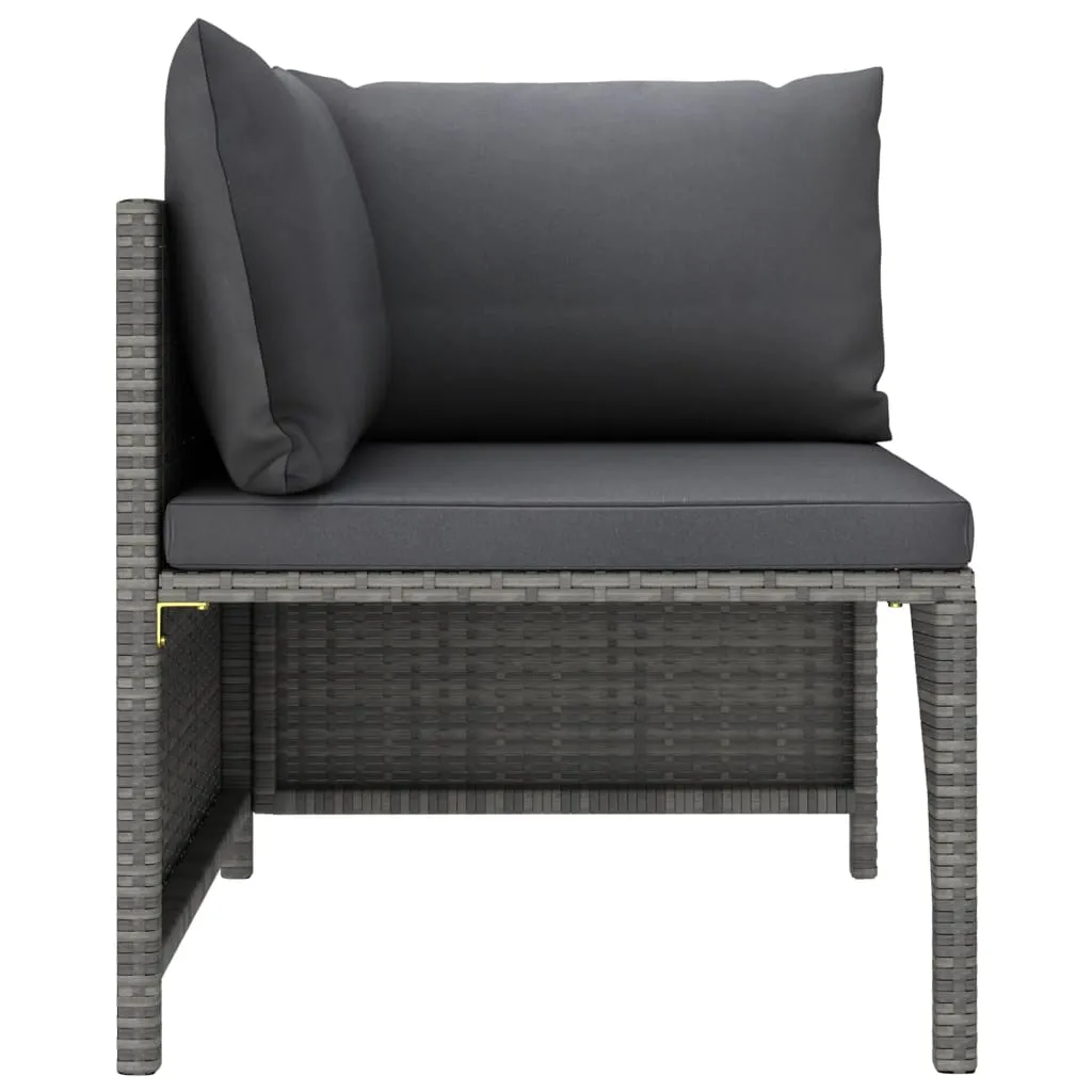 4 Piece Patio Lounge Set with Cushions Poly Rattan Gray