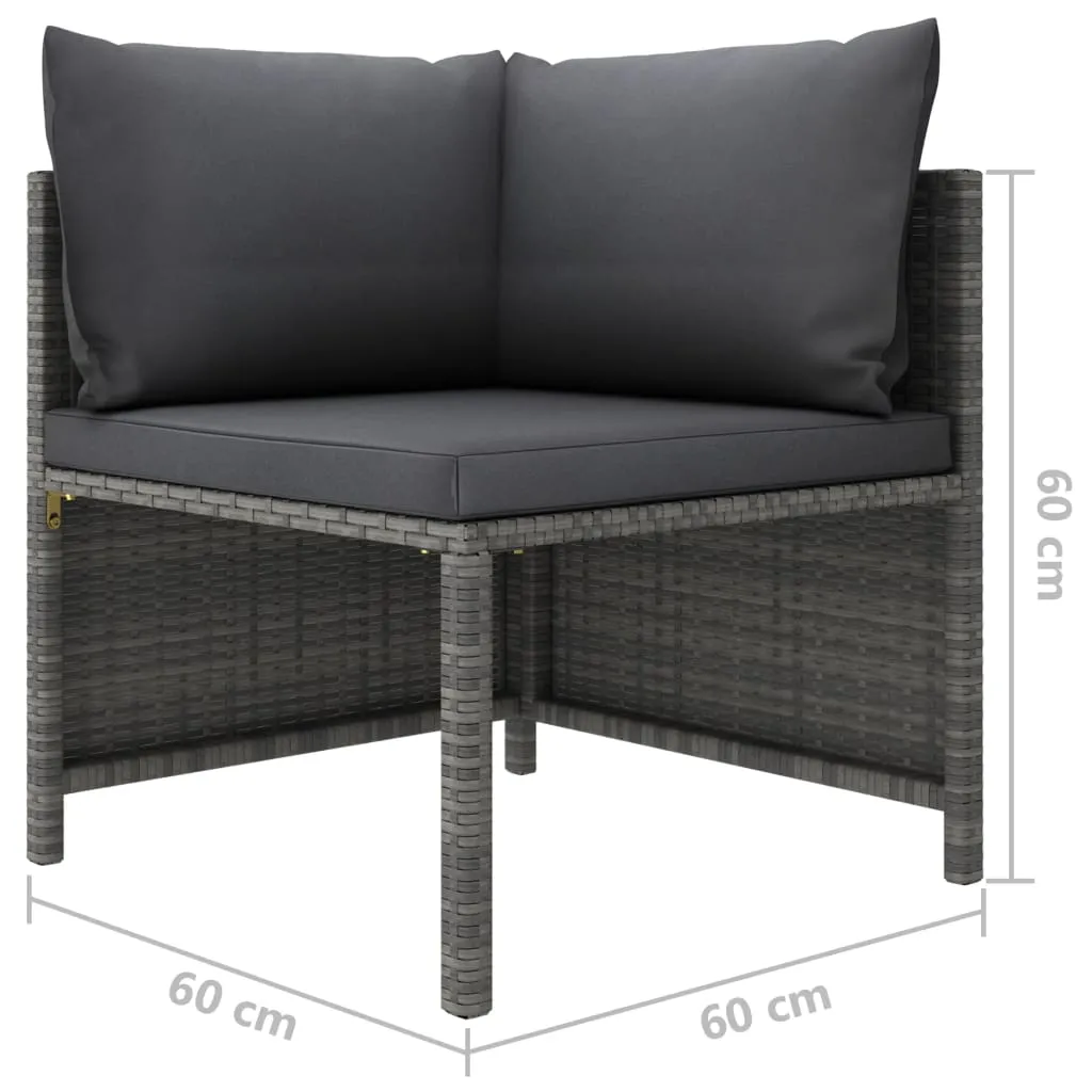 4 Piece Patio Lounge Set with Cushions Poly Rattan Gray