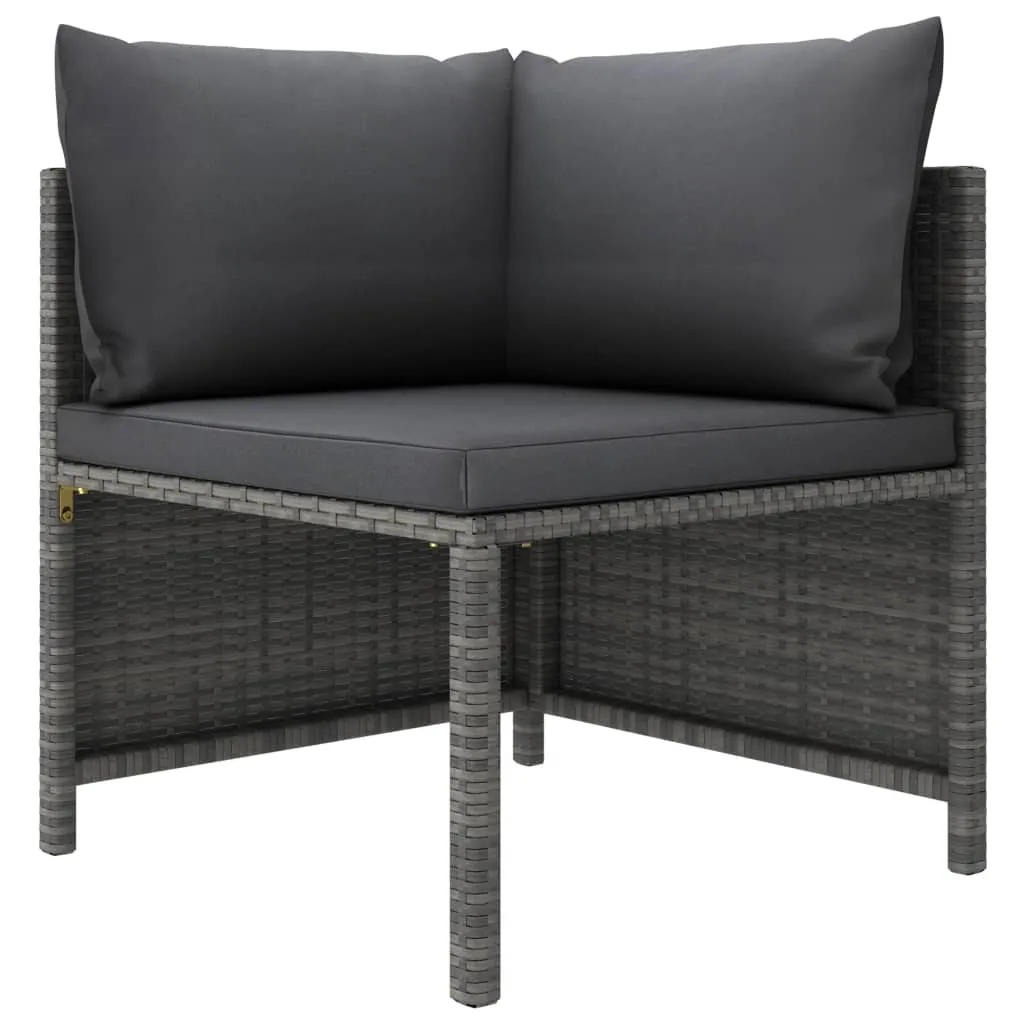 4 Piece Patio Lounge Set with Cushions Poly Rattan Gray