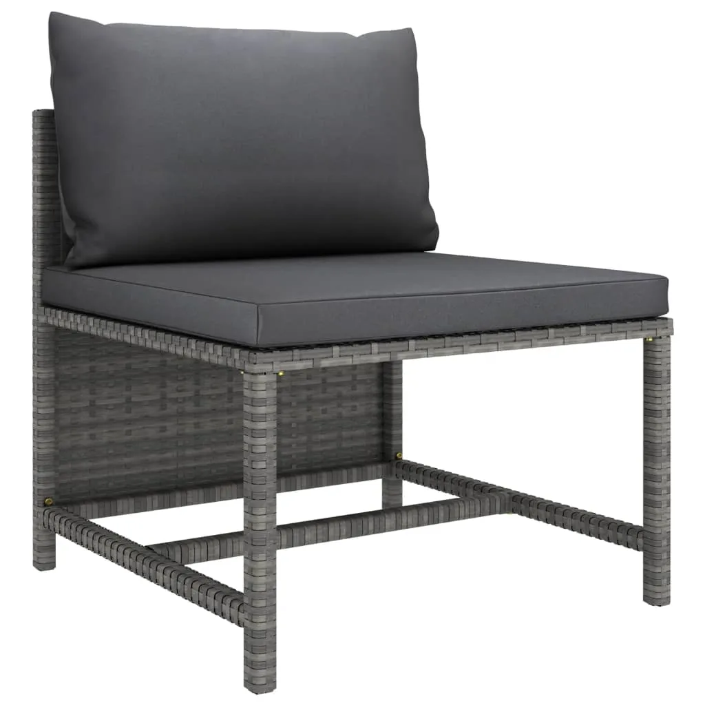 4 Piece Patio Lounge Set with Cushions Poly Rattan Gray