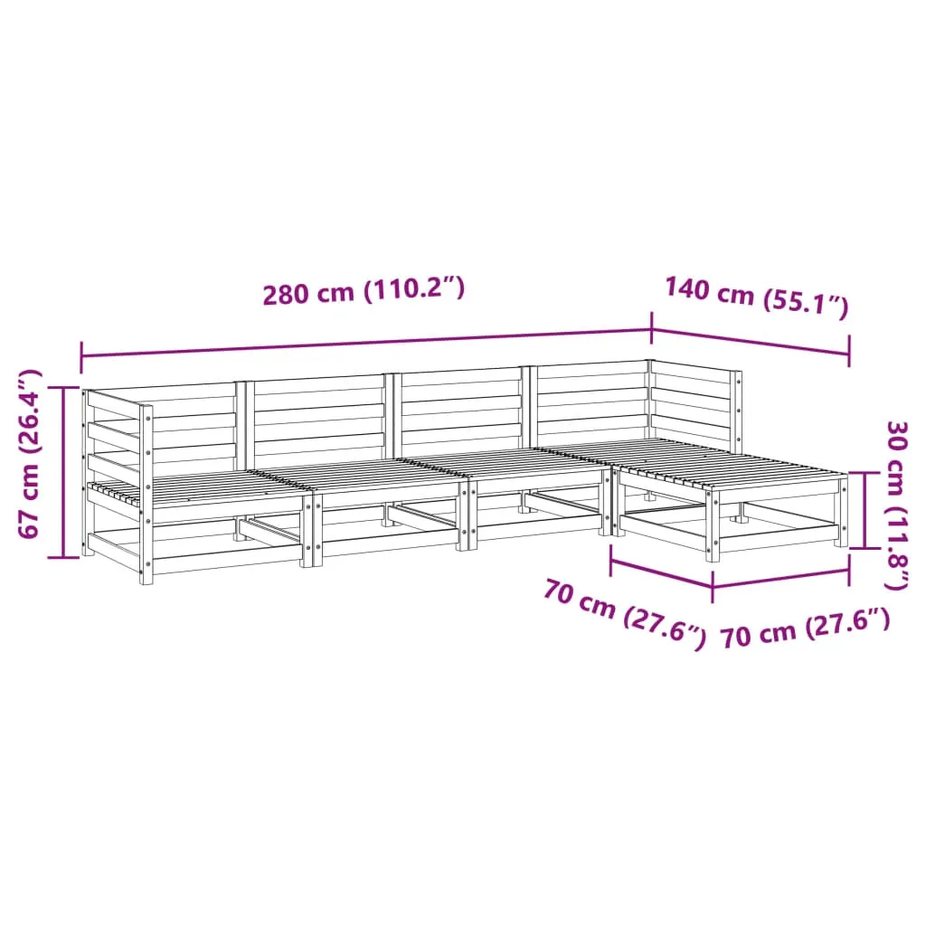 5 Piece Garden Sofa Set Solid Wood Pine