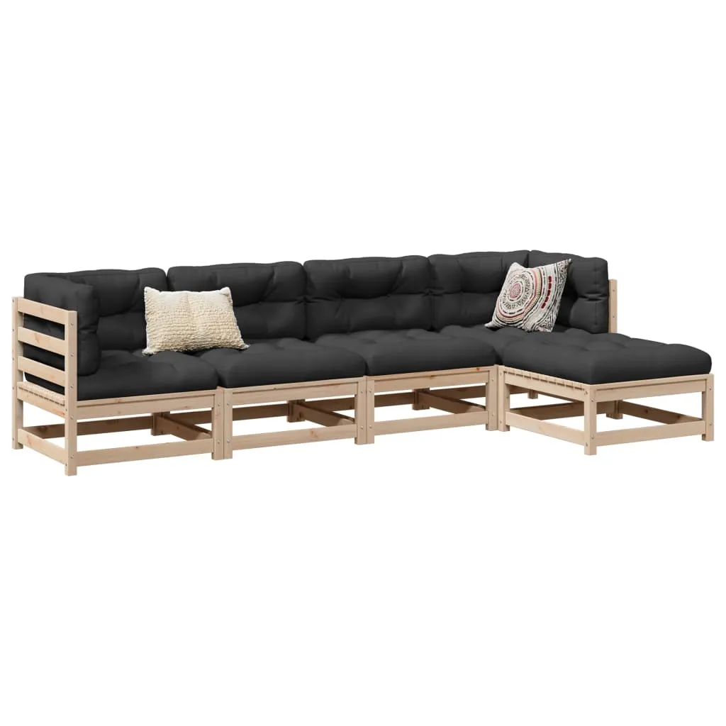5 Piece Garden Sofa Set Solid Wood Pine