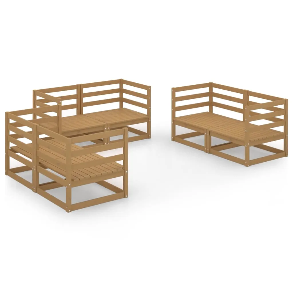 6 Piece Garden Lounge Set Honey Brown Solid Pinewood