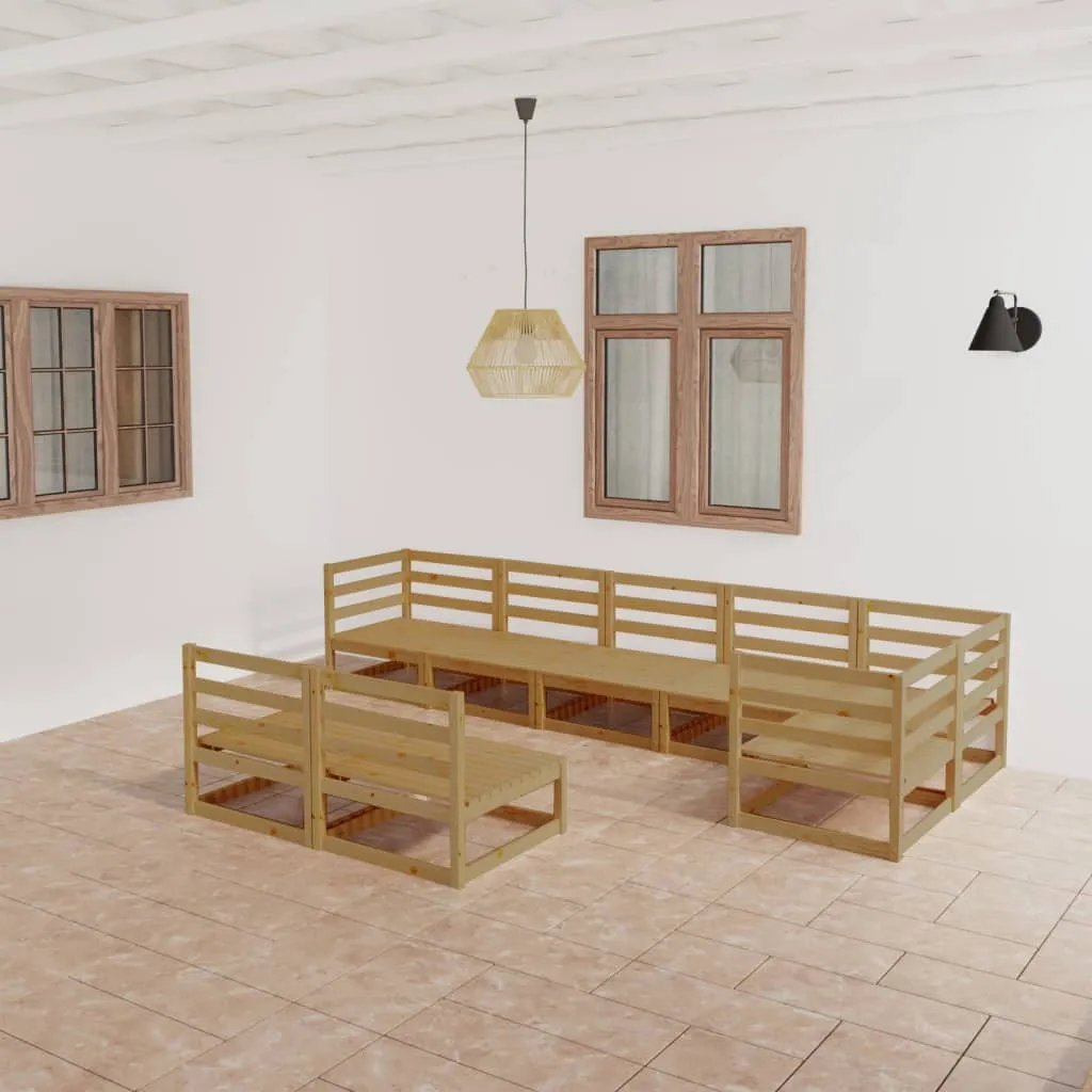 8 Piece Garden Lounge Set  Honey Brown Solid Pinewood