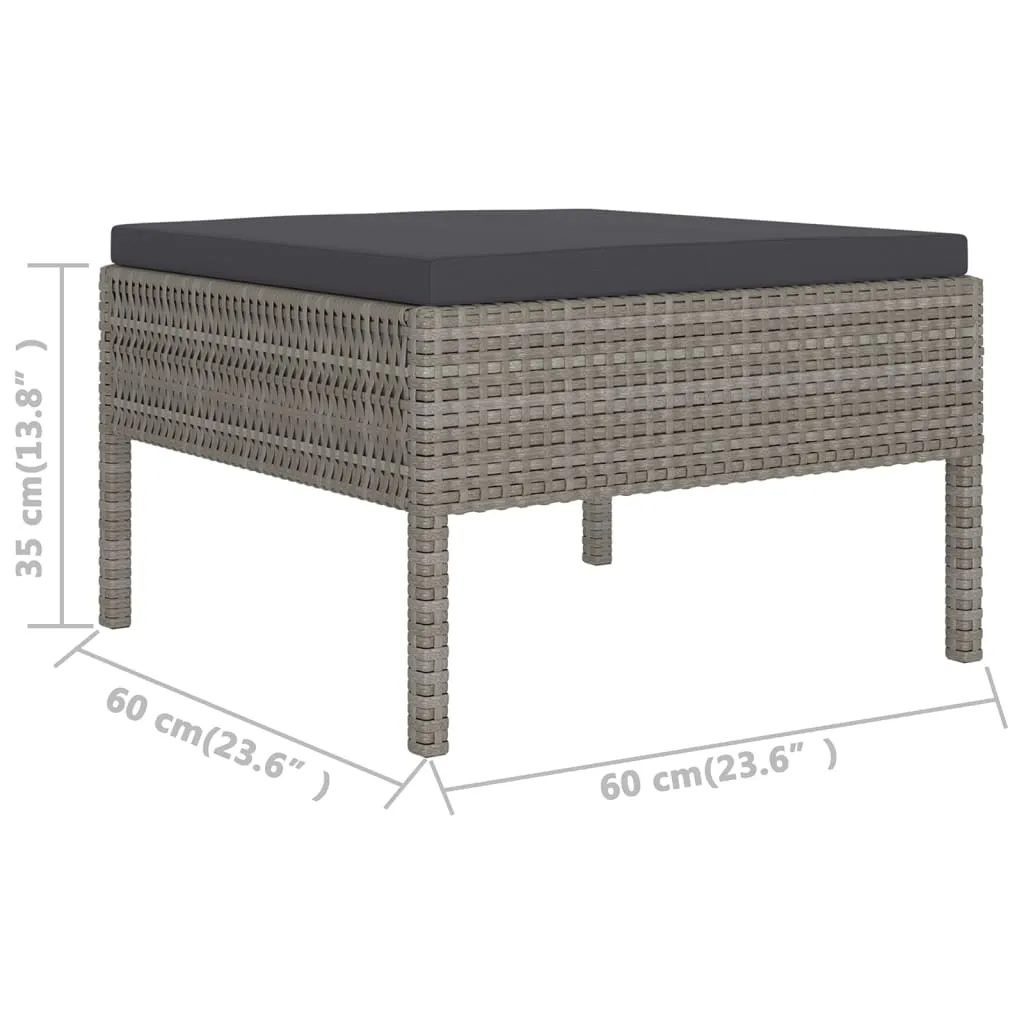 9 Piece Garden Lounge Set with Cushions Poly Rattan Grey