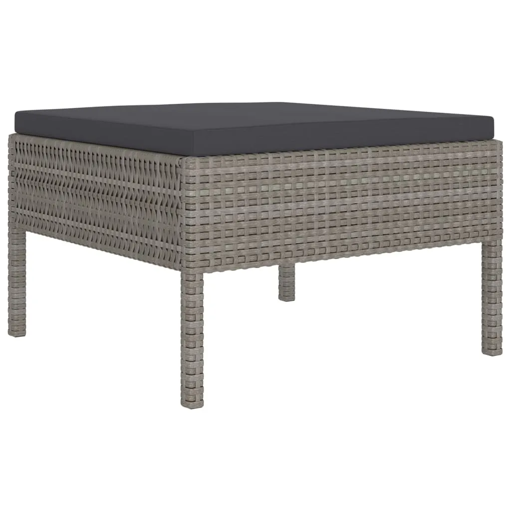 9 Piece Garden Lounge Set with Cushions Poly Rattan Grey