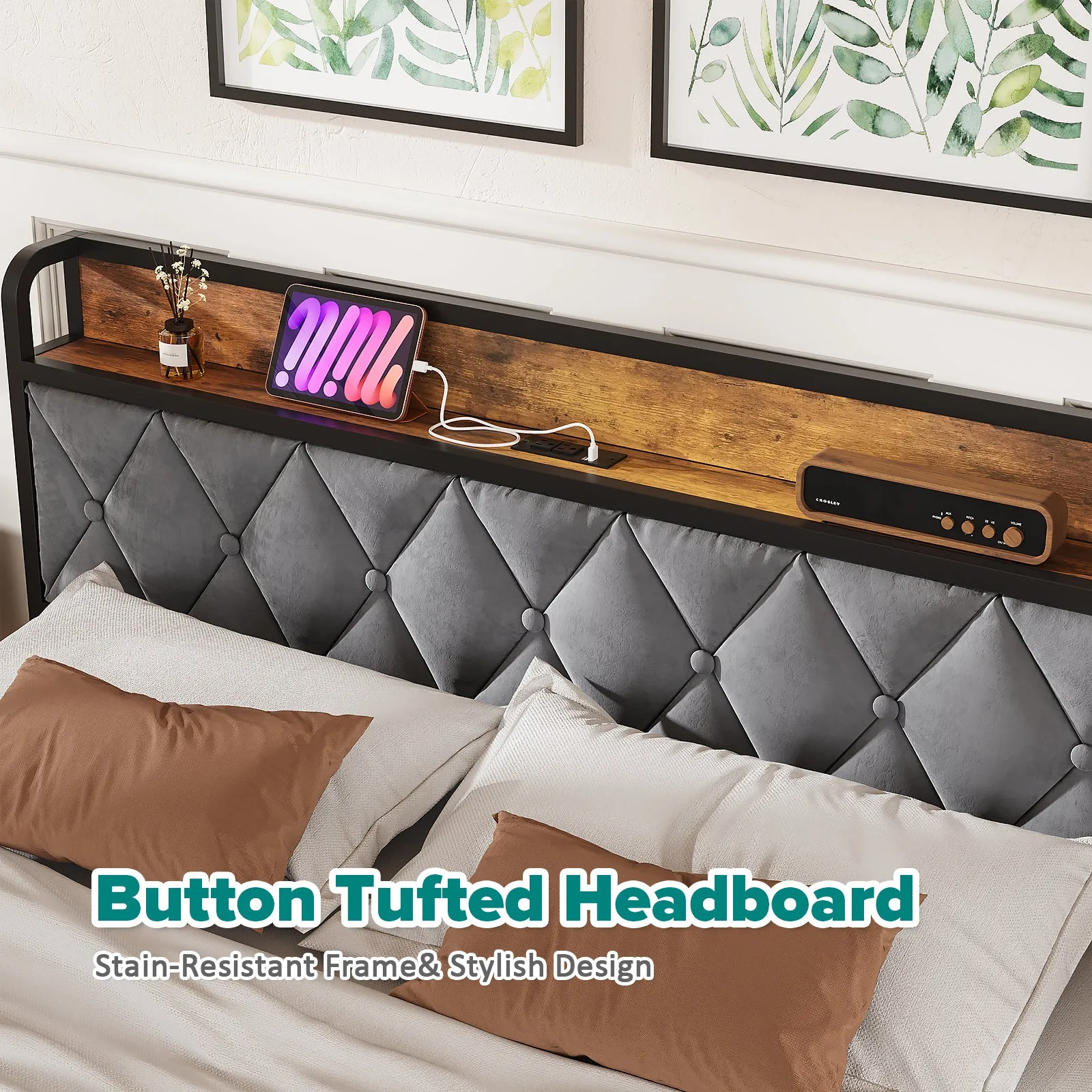 Advwin Bed Frame with Charging Station
