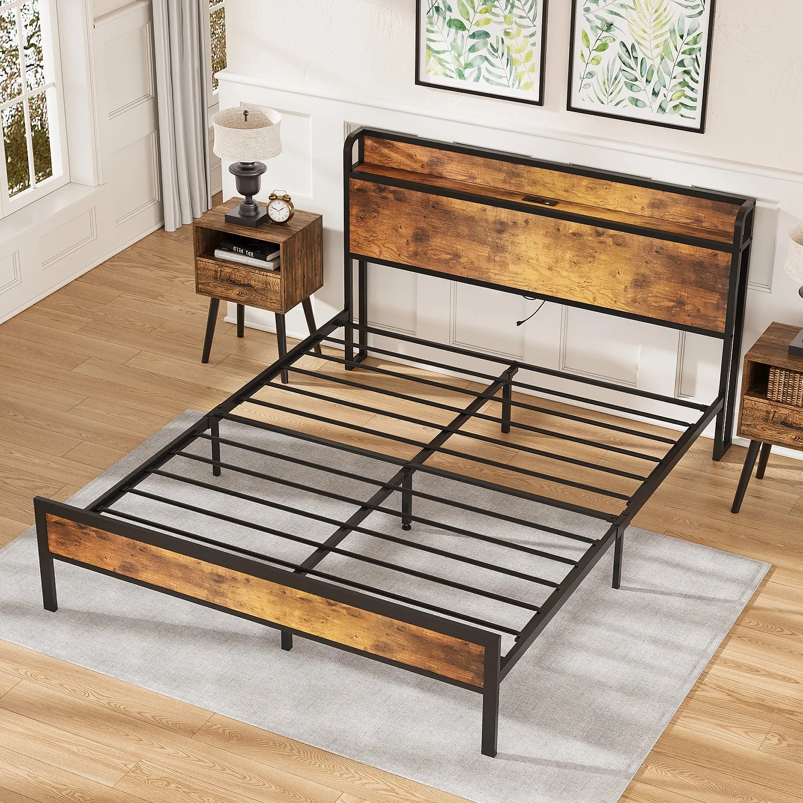 Advwin Bed Frame with Charging Station