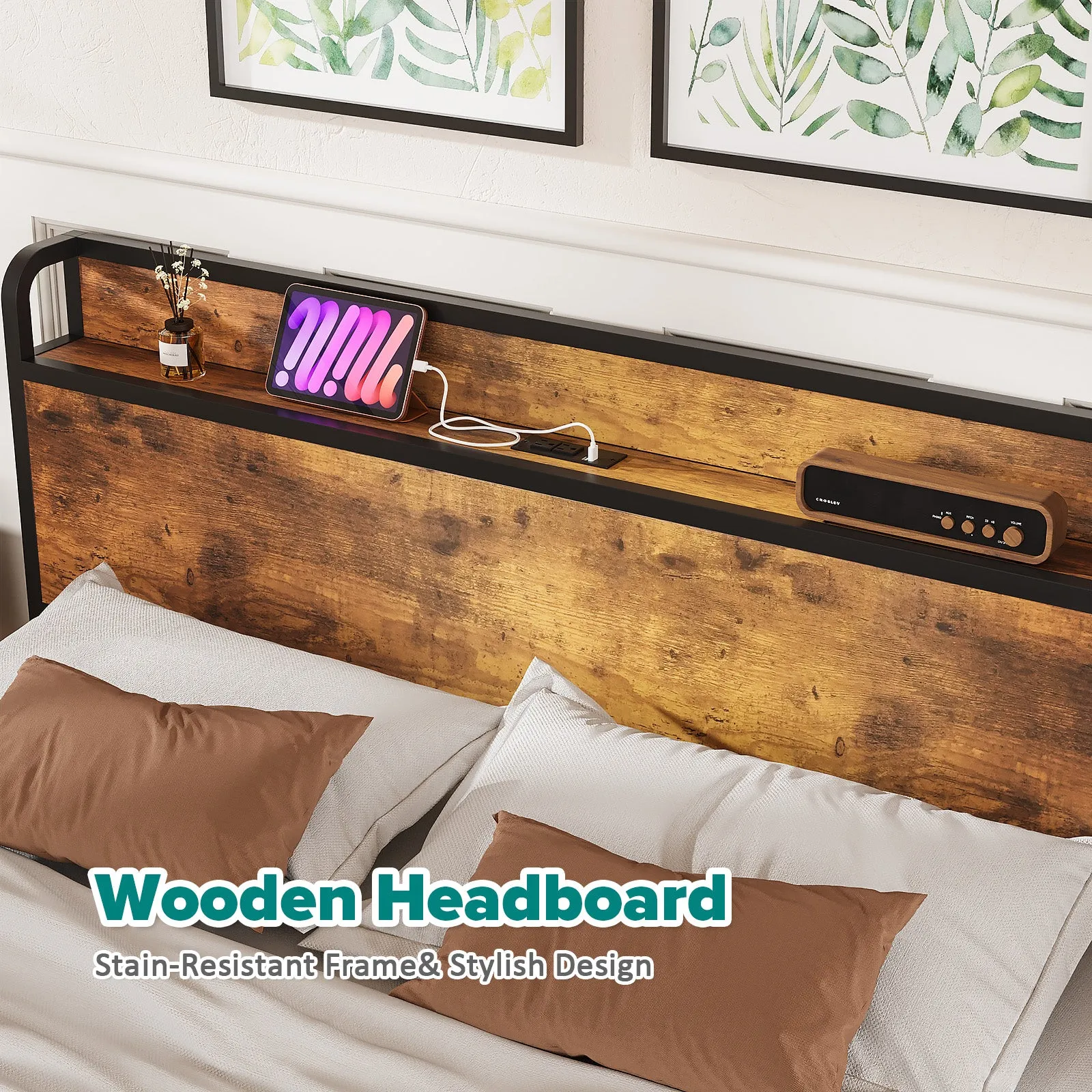 Advwin Bed Frame with Charging Station