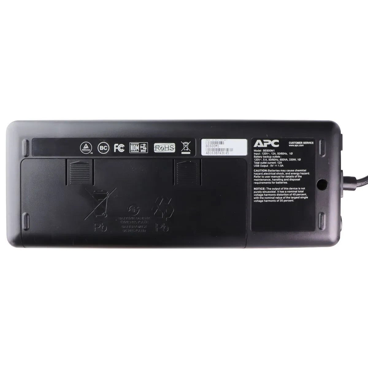 APC Back-UPS BE600M1 Battery Backup, 7 Outlet, 600VA/330W