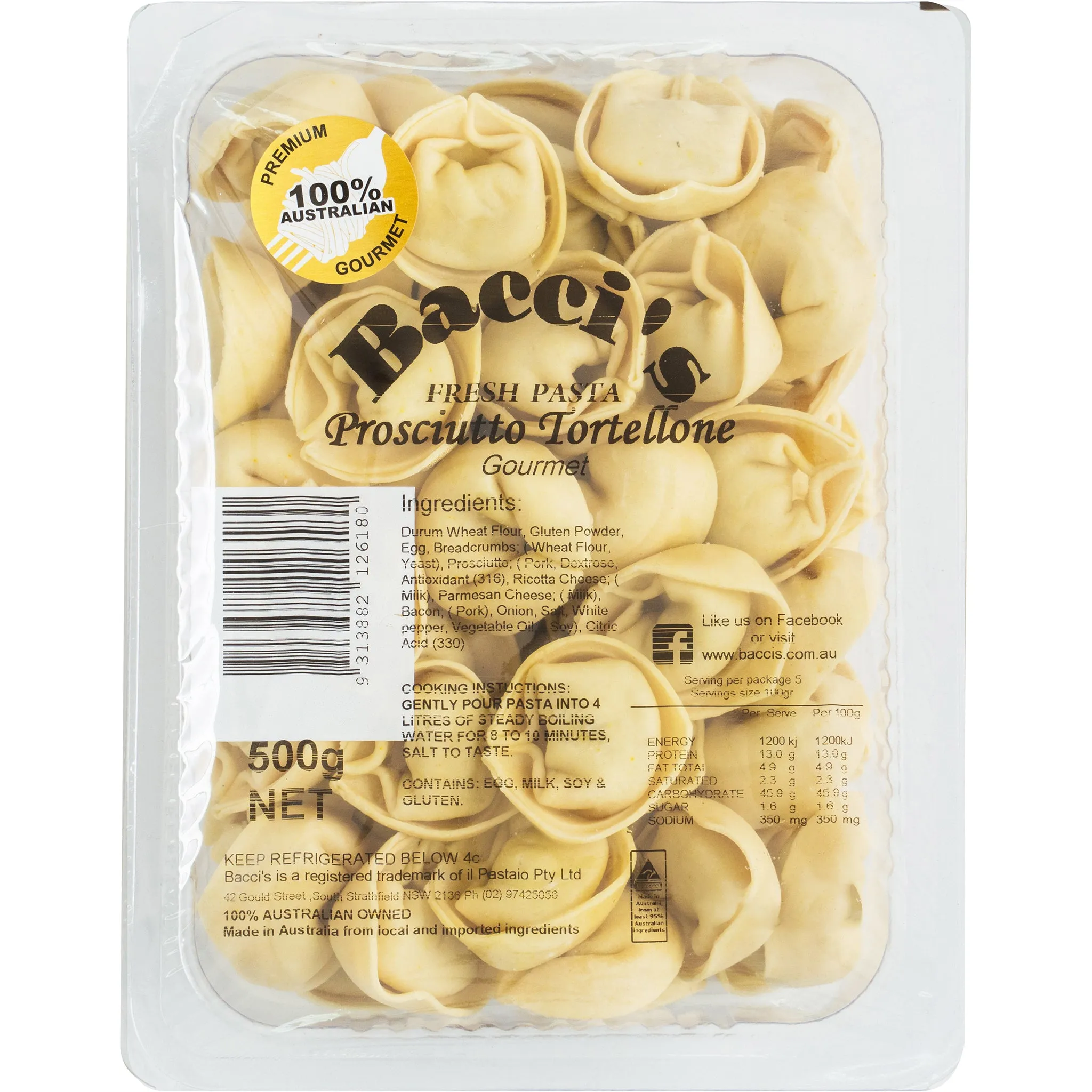 Baccis Fresh Pasta Prosciutto Tortellone 500g