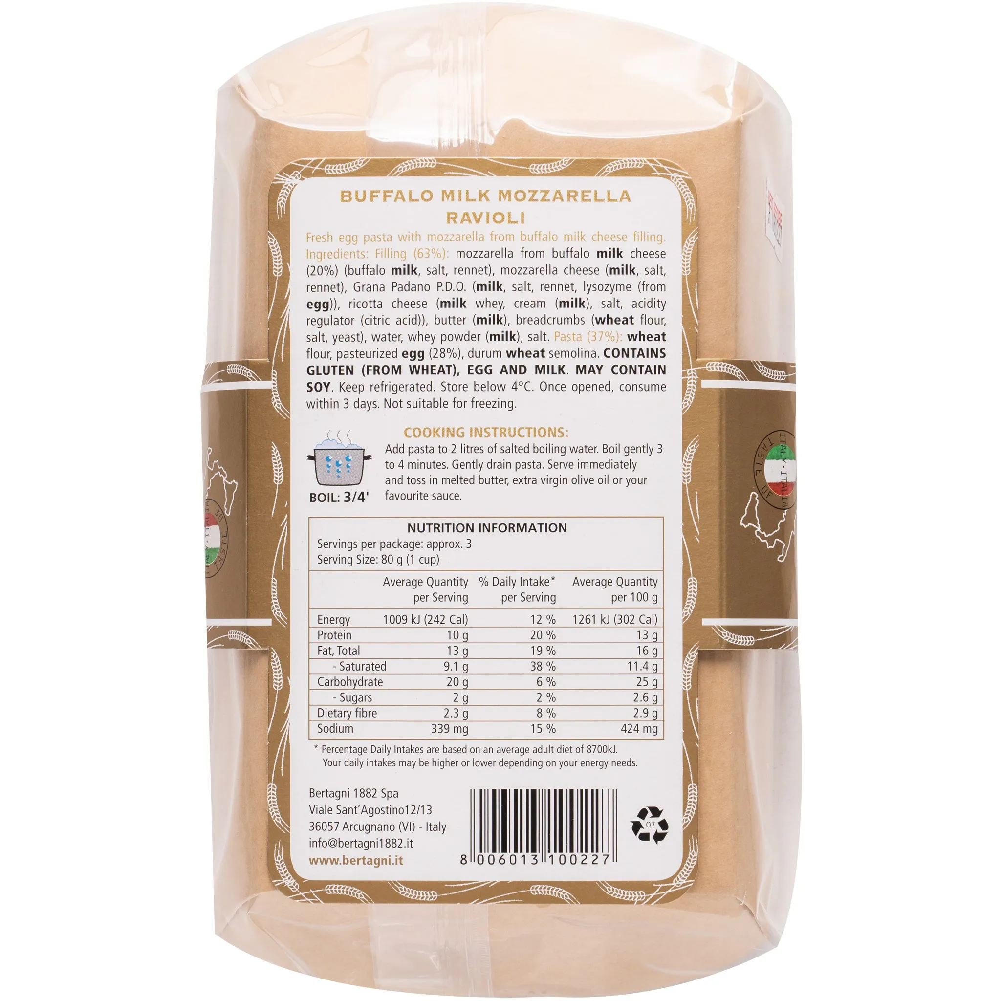 Bertagni Buffalo Milk Mozzarella Ravioli 250g
