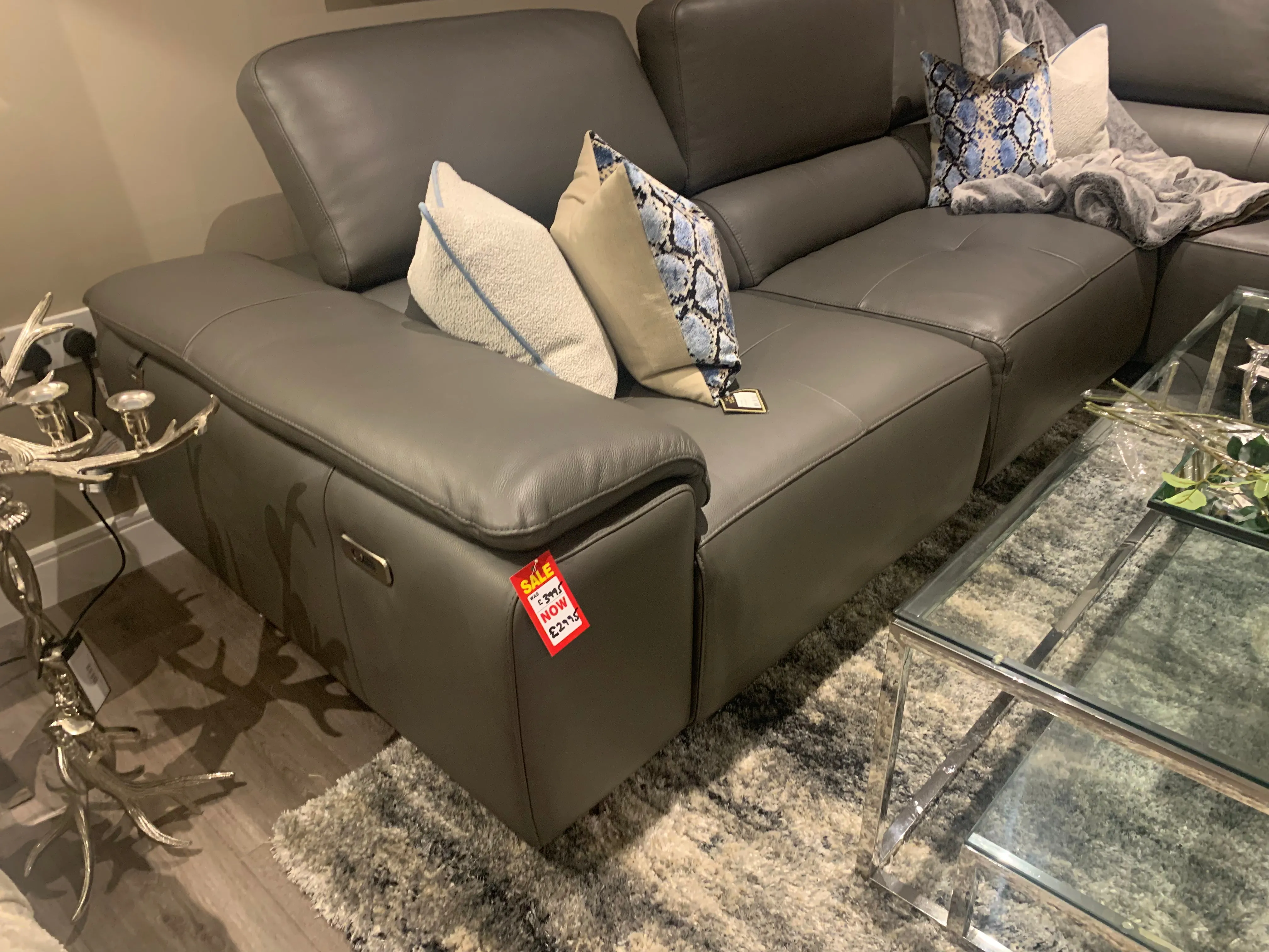 Blossom finest leather sofa deal with recliner reduced save €1000 today
