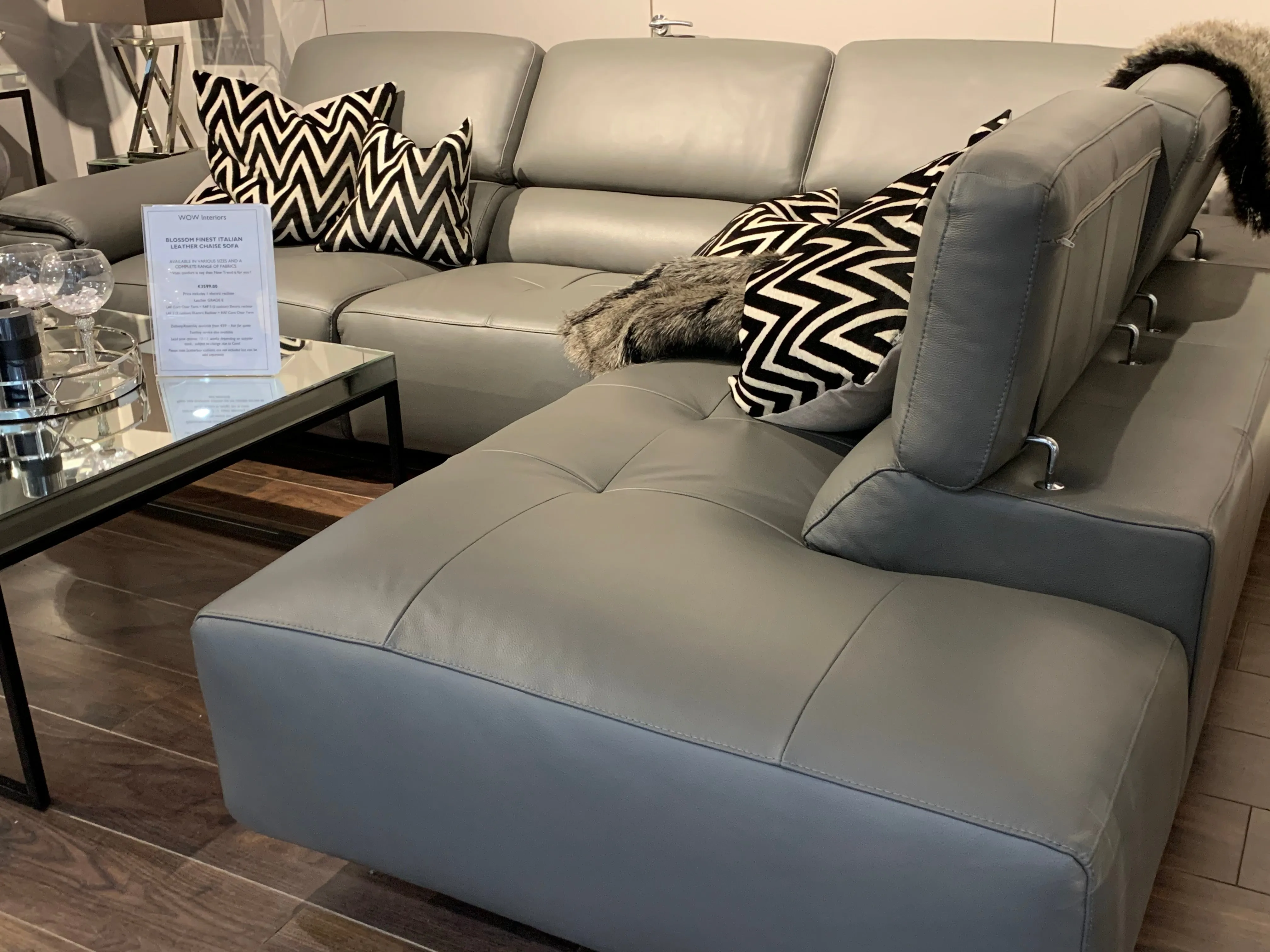 Blossom finest leather sofa deal with recliner reduced save €1000 today