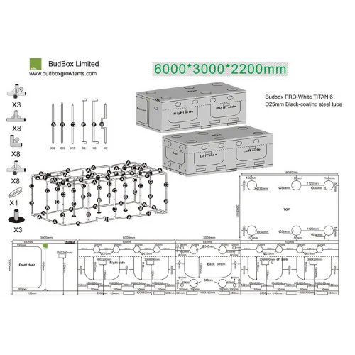 BudBox Pro Titan 6 Silver 600x300x220cm (20'x10'x7'4")