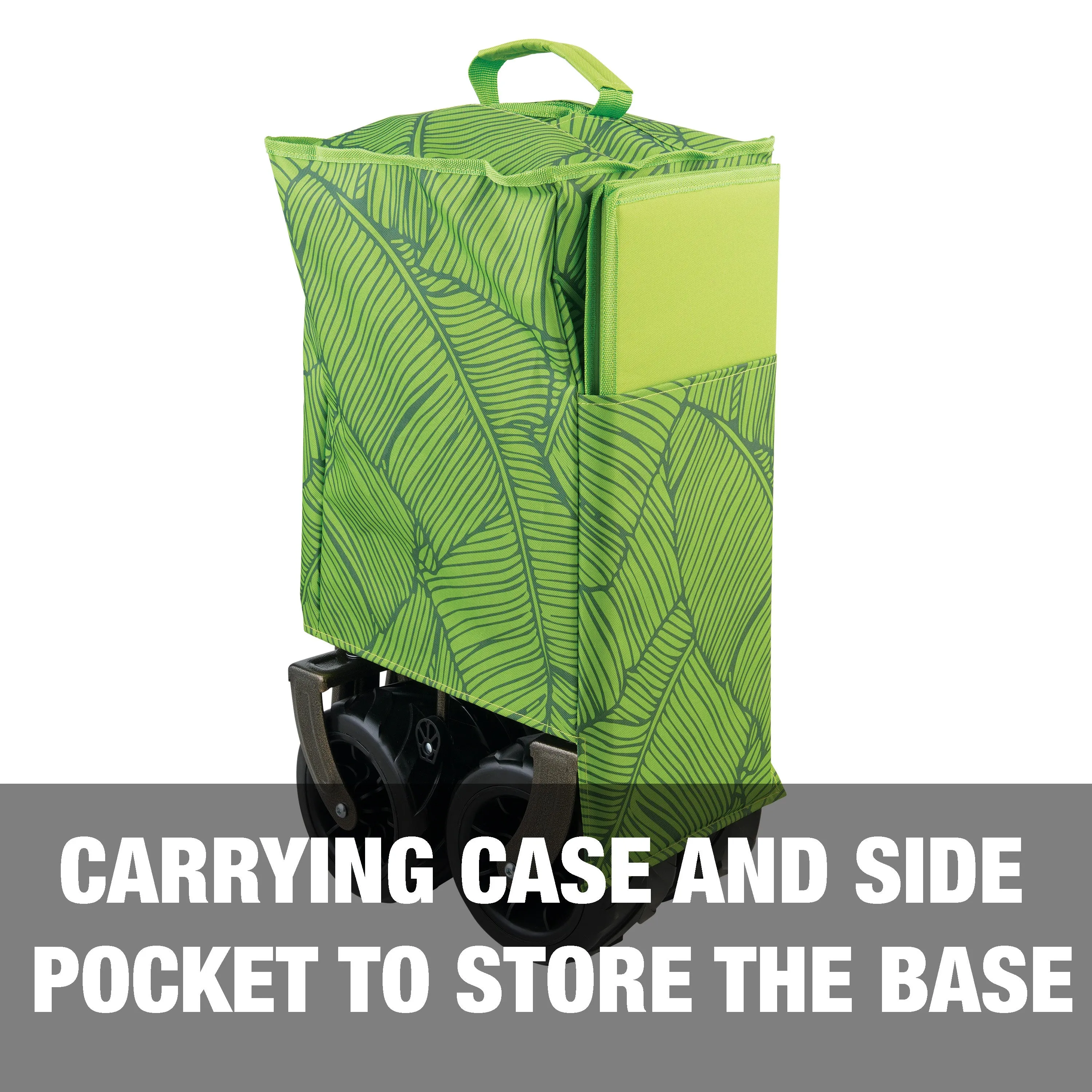 Collapsible Garden Cart/Beach Wagon w/ Storage Bag | 36-in. x 22-in. | Tool/Beverage Holders & Wheels | Waterproof | 175 Lb. Capacity