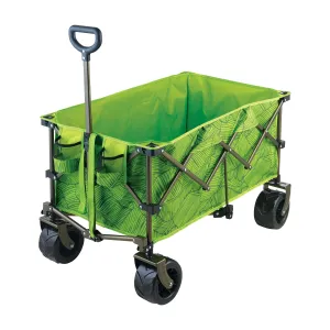 Collapsible Garden Cart/Beach Wagon w/ Storage Bag | 36-in. x 22-in. | Tool/Beverage Holders & Wheels | Waterproof | 175 Lb. Capacity
