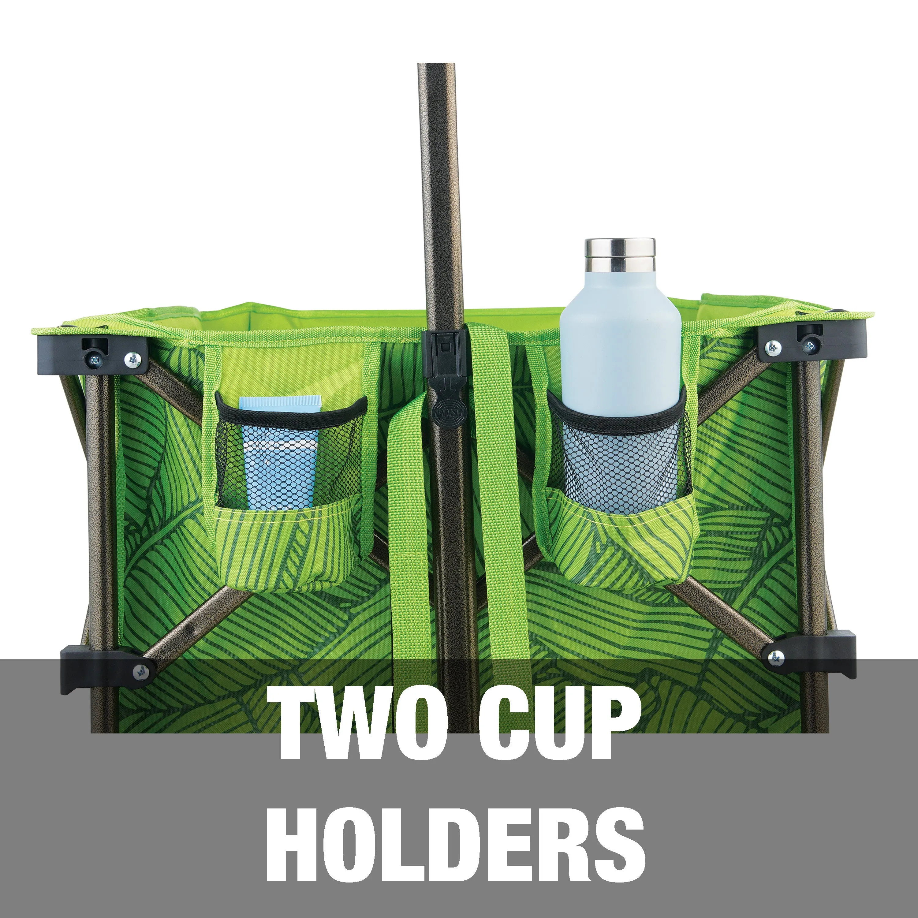 Collapsible Garden Cart/Beach Wagon w/ Storage Bag | 36-in. x 22-in. | Tool/Beverage Holders & Wheels | Waterproof | 175 Lb. Capacity