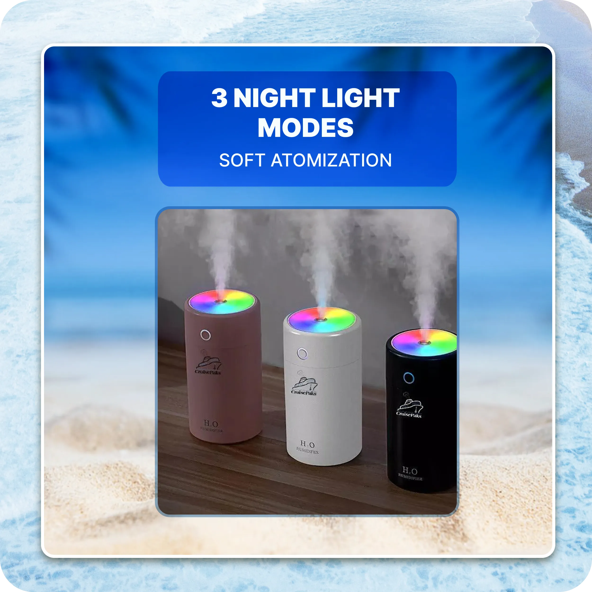 Cruise Essentials Mini Humidifier Wall plug Round Bag Bundle