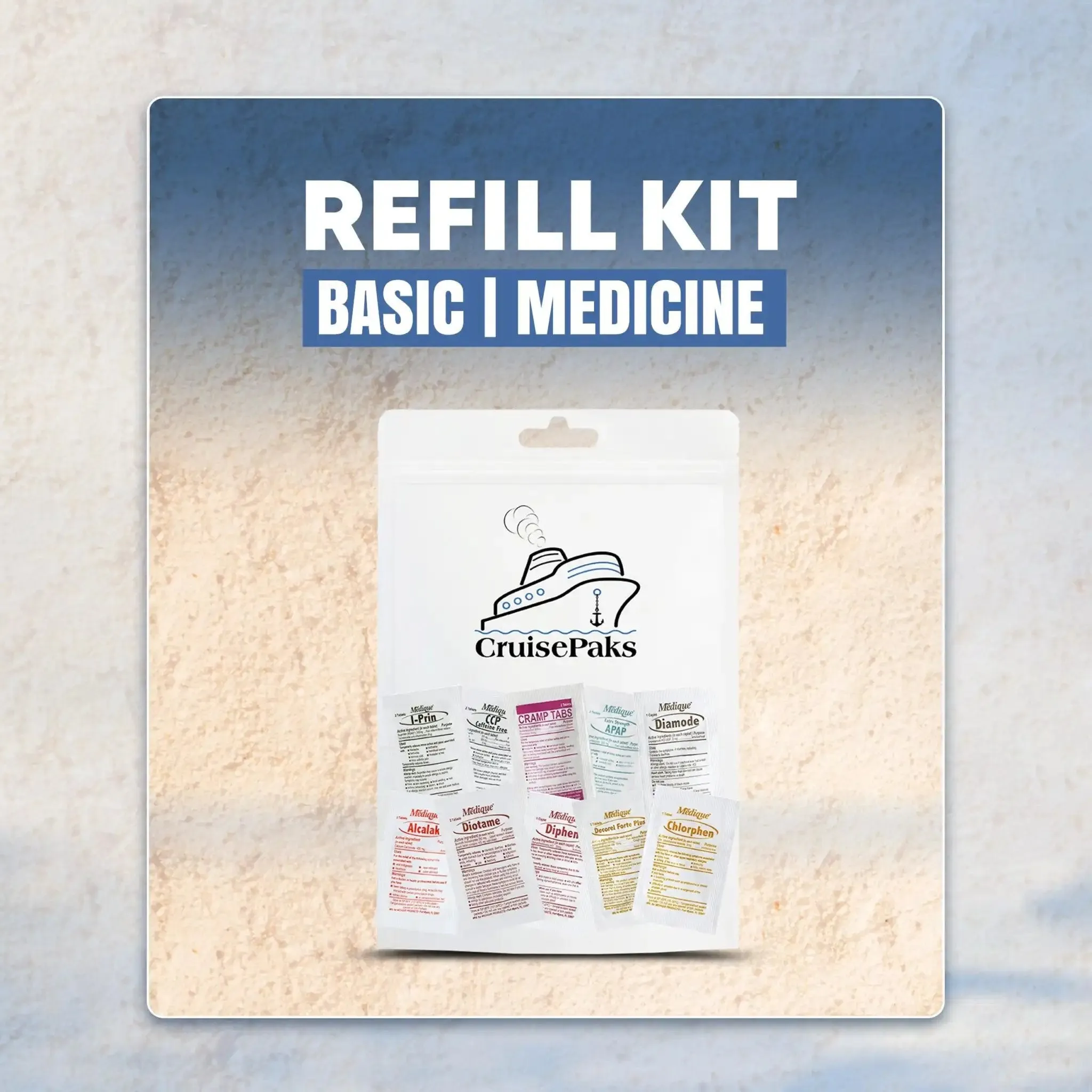 Cruise Essentials On-The-Go Refill Kit | Basic | Medicine