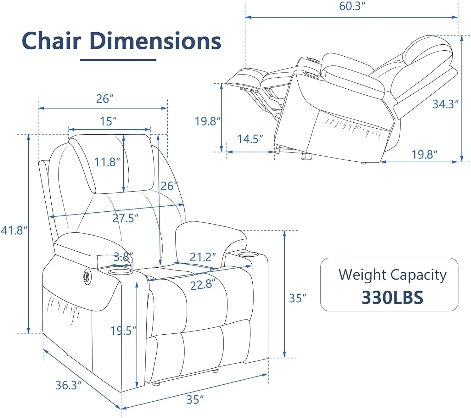 Electric Power Recliner Lift Chair Faux Leather Electric Recliner for Elderly, Heated Vibration Massage Sofa with Side Pockets, USB Charge Port & Remote Control, Dark Brown