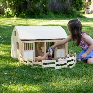 Fat Brain Toys Countryside Stable & Corral 4yrs  Farm Animal Toys